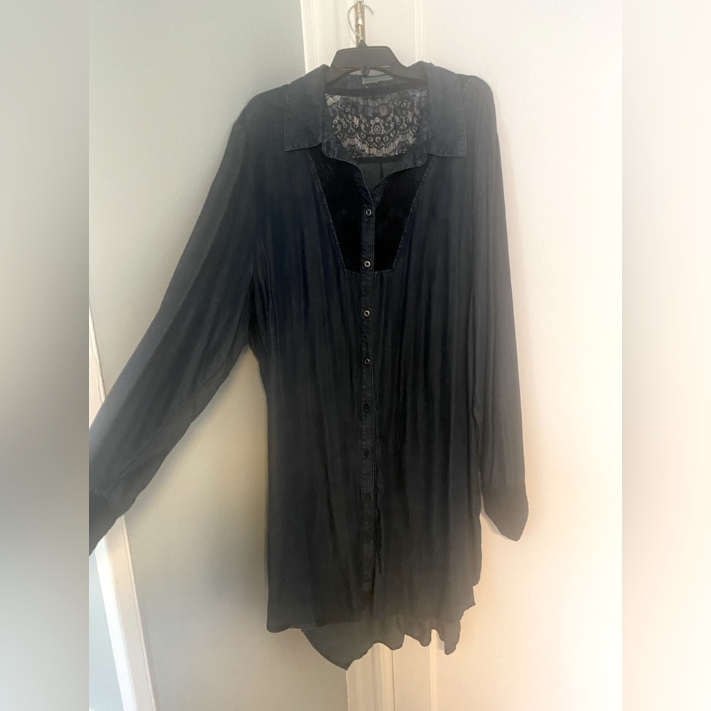 Black Lace & Denim shirt dress